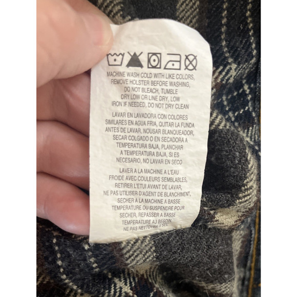 Wrangler Mens Jacket M Tall Blue Denim Brown Corduroy Collar Plaid Lined Western - Picture 10 of 15